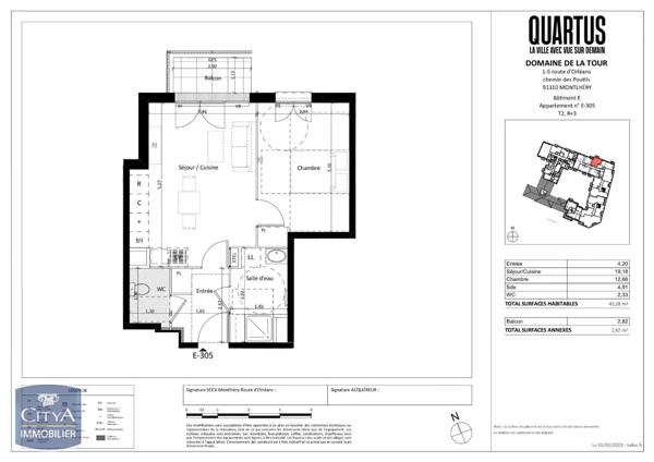 Appartement à louer 2 pièces 43.28m²