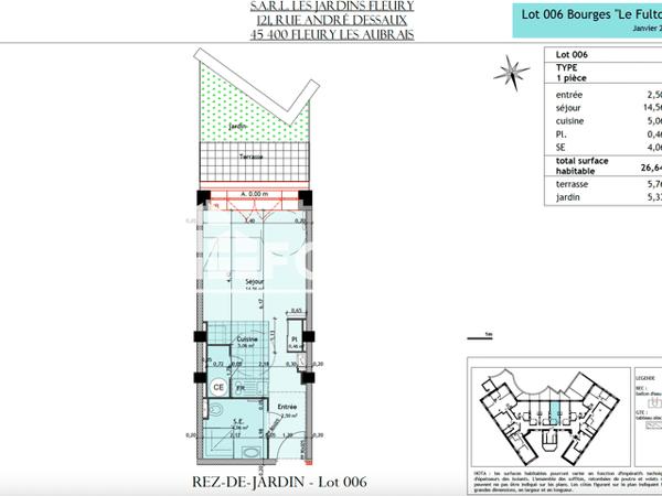 Location Studio 26.64 m² - 2 RUE LE FULTON Bourges 18000