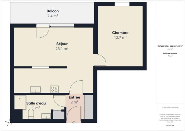 T2 avec terrasse 45,5 m2 Marseille 1er proche St Charlesl