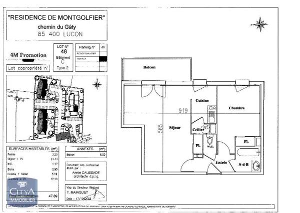 Appartement à louer 2 pièces 47.54m² Luçon (85400)