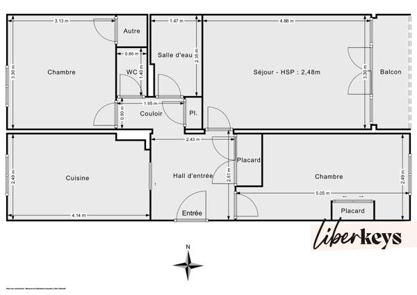Appartement traversant 3 pièces de 63m² avec balcon | Avenue Claude Debussy | Les Clayes-sous-bois