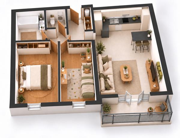Appartement 3 pièces 62.34 m2
