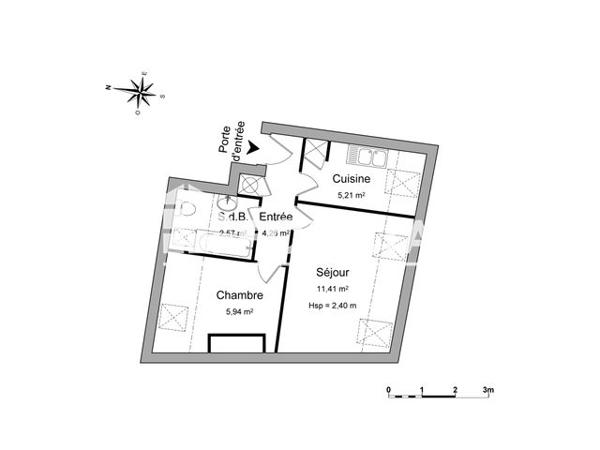 Location Appartement 2 pièces 29.39 m² - 20 RUE DU BOIS MERRAIN Chartres 28000