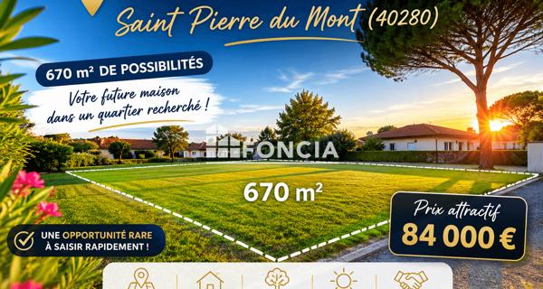 À vendre Terrain 670 m² - Saint-pierre-du-mont 40280