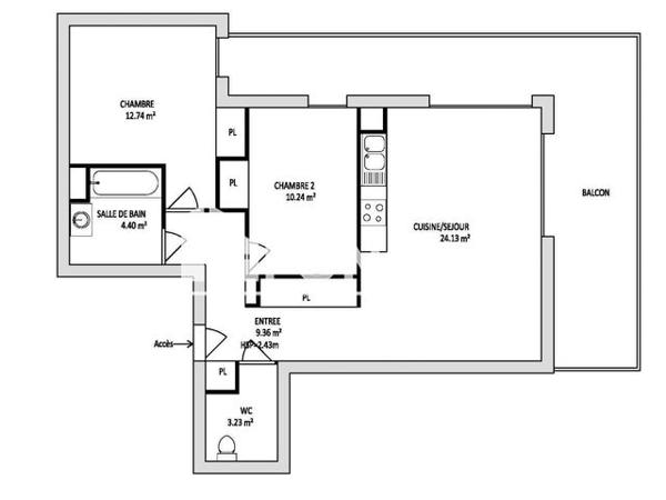 Location Appartement 3 pièces 64.1 m² - AVENUE BAS CHABLAIS Douvaine 74140