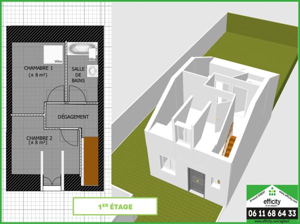 Maison
         3 pièces
        - 54 m² 270 000 € *