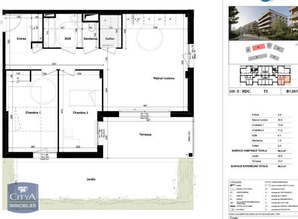 Appartement à louer 3 pièces 69.3m² Cognin (73160)