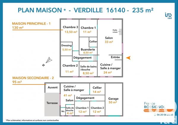 Maison de village 9 pièces de 225 m² à Verdille (16140)