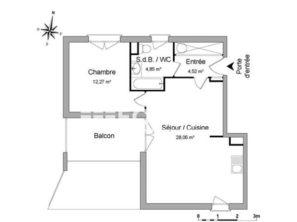 Location Appartement 2 pièces 49.7 m² - 2 (BAT.A) ET 11 (BAT.D) RUE DES HALLES Noisy Le Grand 93160