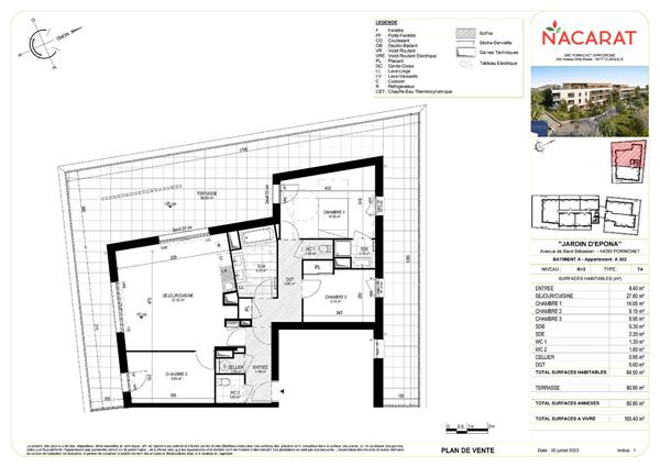 Appartement Pornichet 4 pièce(s) 84.50 m2 TERRASSE DE 81M² EXPO SUD OUEST