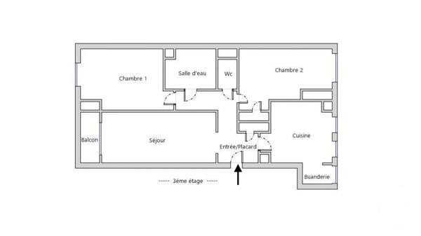 Appartement F3 à vendre  3 pièces - 54,82 m 2   PARIS  - 75020