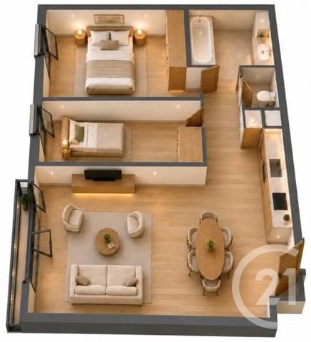 Appartement F3 à vendre  3 pièces - 60,80 m 2   THIAIS  - 94