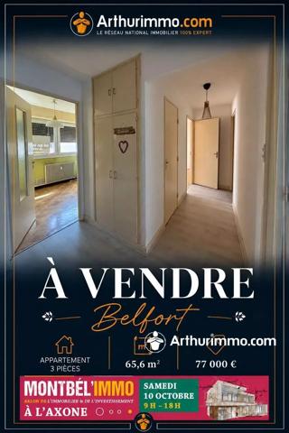 Vente                                                      Appartement
                        
                     3 pièces                      65 m2                     à Belfort