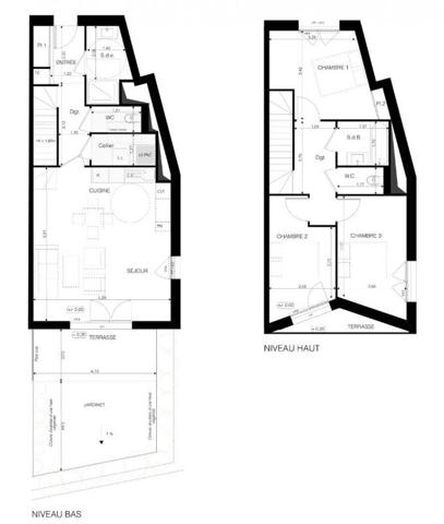 Appartement Brest 4 pièces en DUPLEX 92.28 m2 double balcon et jardinet