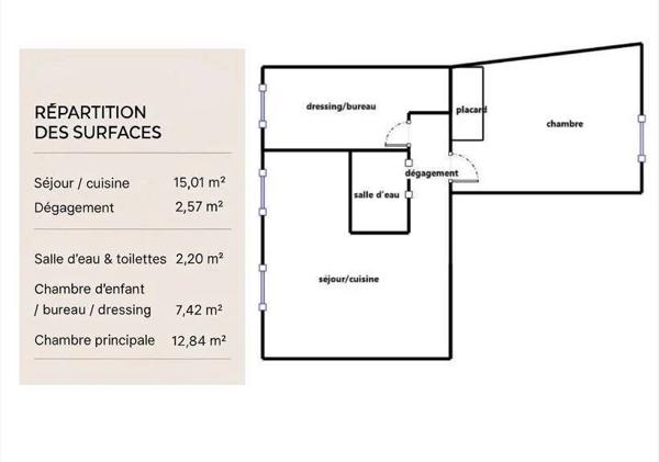 APPARTEMENT 3 PIECES - 40m2 - PARIS 13