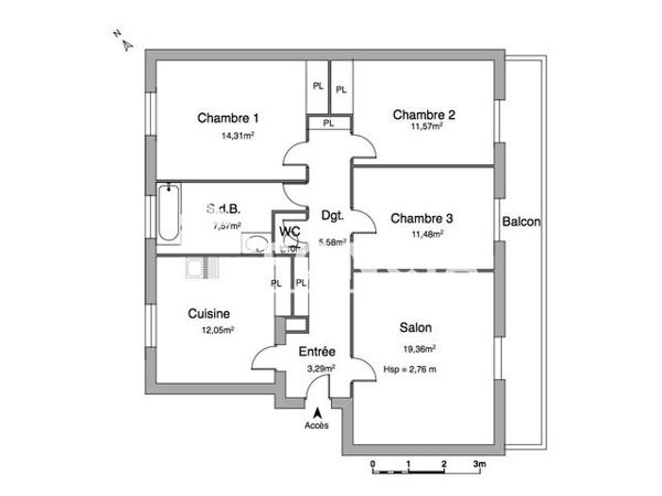 Location Appartement 4 pièces 86.31 m² - 11 RUE HENRI DESCOINS Agen 47000