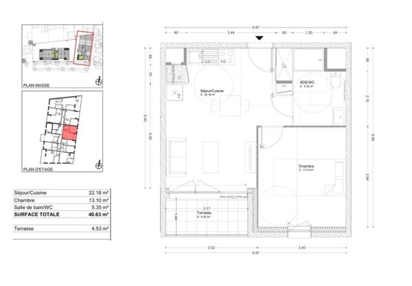 Spécial investisseur: appartement T2 PMR de 41 m2 à COURNON D'AUVERGNE (63)