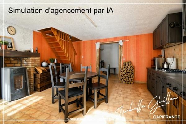 Dpt Cher (18), à vendre CHATEAUMEILLANT maison P3 de 87 m² - Terrain de 1 440,00 m²