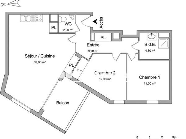 Location Appartement 3 pièces 72.6 m² - 118 BD VILLEBOIS MAREUIL Rennes 35000