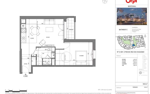 Appartement à vendre    2 pièces • 50,84 m2    Serris