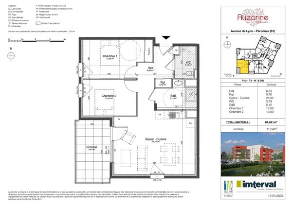 Appartement Peronnas 3 pièce(s) 64.33 m2