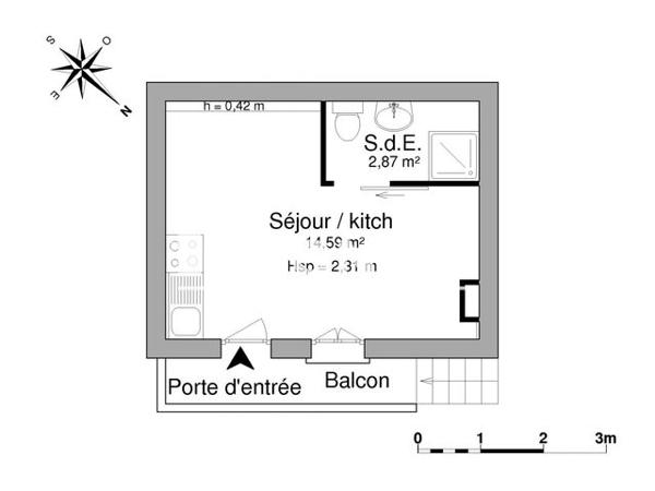Location Studio 17.46 m² - 6 AVENUE ETIENNE BILLIERES Toulouse 31300