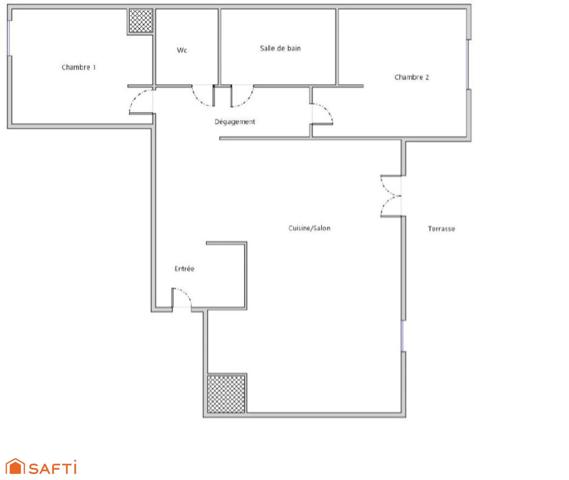 Appartement 3 pièces 71m² avec terrasse de 50m²