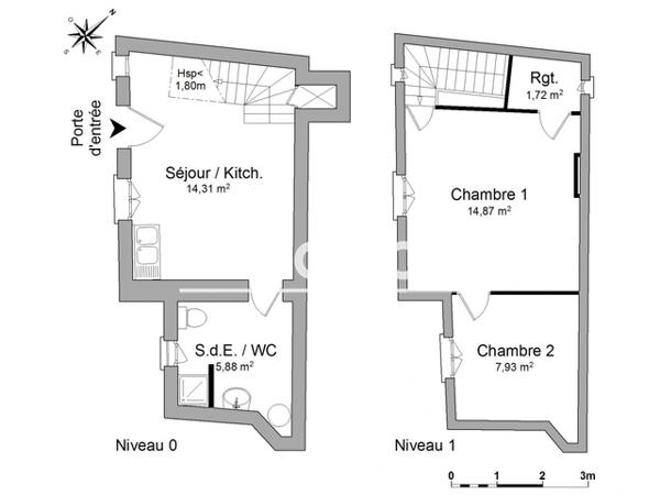 Location Maison 3 pièces 44.71 m² - PLACE DE L'EGLISE 2 La Capelle 30700