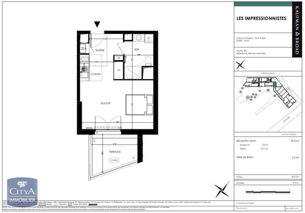 Appartement à louer 1 pièce 30.5m²