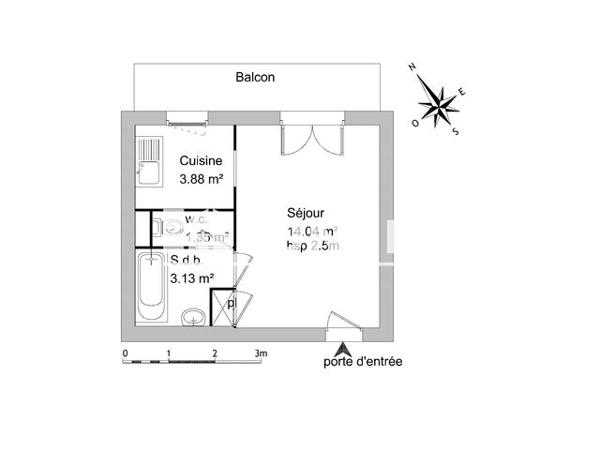 Location Studio 22.4 m² - 42 AVENUE DU PIC SAINT LOUP Montpellier 34000