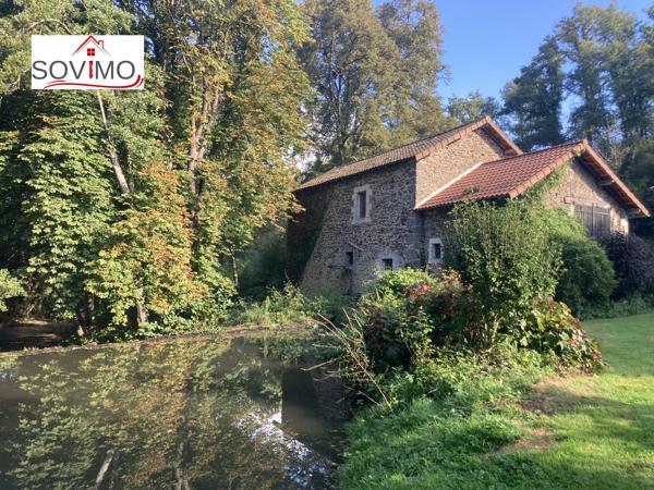 DANS UN CADRE EXCEPTIONNEL, ANCIEN MOULIN DU XVIIe siècle AVEC MAISON, GITE, TERRAIN BORD RIVIÈRE