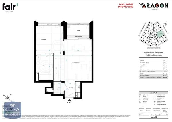 Appartement à vendre 2 pièces 43.81m²