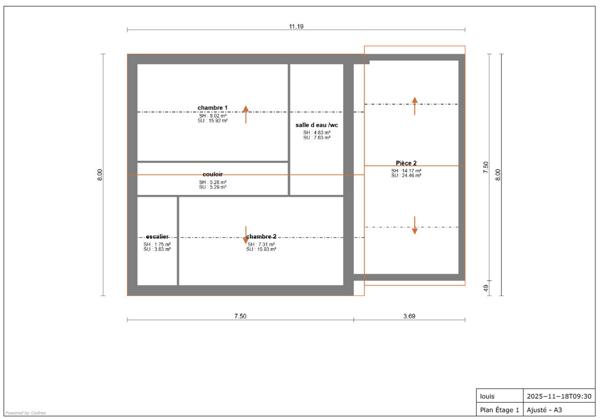 Maison à proximité de l'école Simone Veil - 101.51 m² de 3 pièces avec 2 chambres.