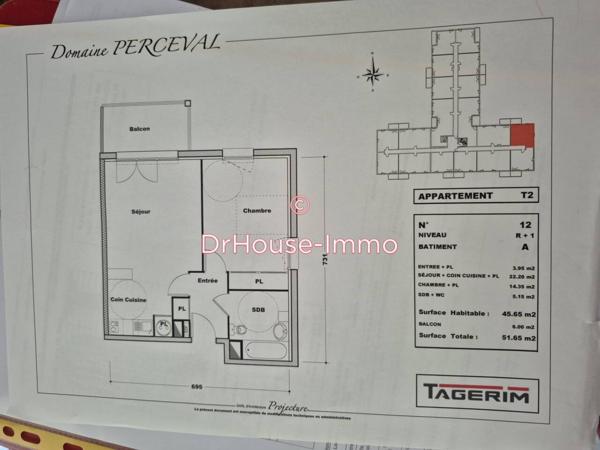 Appartement à vendre 2 pièces de 46 m²