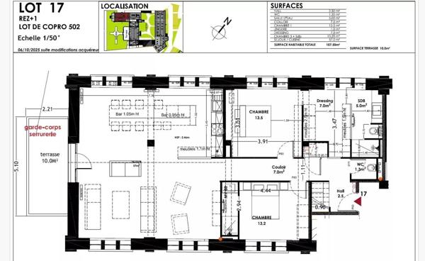 Location Appartement 3 pièces 107 m2 à Lille