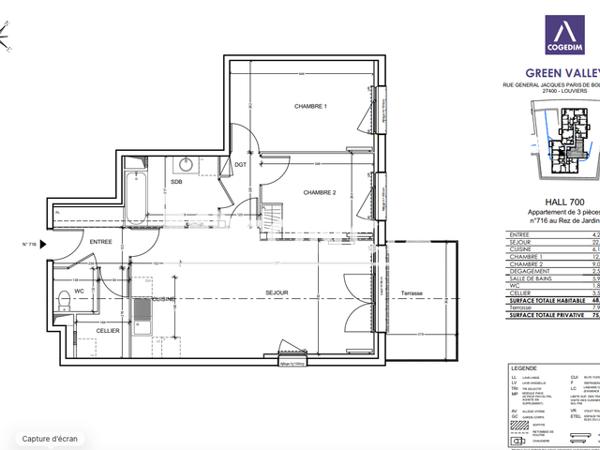 Location Appartement 3 pièces 68.01 m² - Louviers 27400