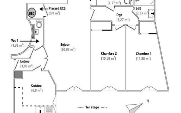 Appartement à louer    3 pièces • 63,56 m2 Fontainebleau