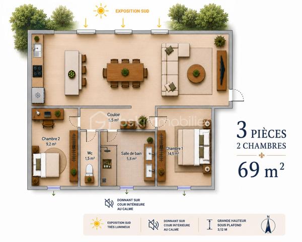 Appartement lumineux plein Sud, charme de l’ancien

Quartier Coulée Verte à Nice, au 2ᵉ étage d’un petit immeuble sans ascenseur, cet appartement séduit par sa luminosité, son calme et son cachet.

Exposé plein Sud et donnant sur un jardin verdoyant, il bénéficie d’un environnement agréable, sans vis-à-vis.

L’appartement offre une belle hauteur sous plafond de 3,10 m et une grande pièce de vie avec salon et cuisine ouverte, créant un espace convivial et lumineux.

Les chambres donne sur cour, au calme.

Les atouts :

* Exposition Sud
* Très lumineux
* Sans vis-à-vis
* Vue sur jardin verdoyant
* Hauteur sous plafond de 3,10 m
* Grand salon avec cuisine ouverte
* Chambres au calme sur cour
* Petit immeuble à taille humaine
* Belle façade
* Aucune procédure en cours dans la copropriété
* Quartier agréable et recherché

Un appartement plein de charme, idéal pour une résidence principale, un pied-à-terre ou un investissement à Nice.

L’immeuble possède également une histoire singulière, ayant autrefois accueilli la Reine Victoria lors de ses séjours niçois.
