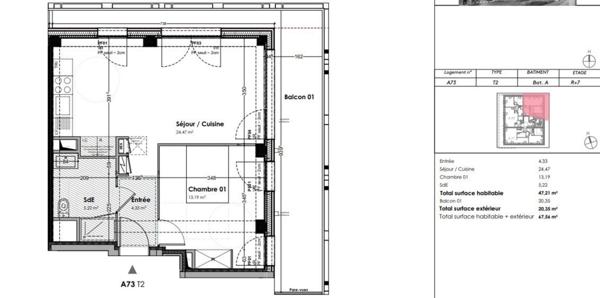 APPARTEMENT T2 NEUF CENTRE VILLE VASTE BALCON DE 20M2