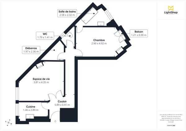 Appartement 2 pièces - 49,5 m² - Rue du Poteau, Paris 18 - Lumineux et traversant