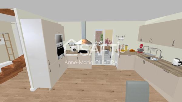 Maison de 7 pièces avec 5 chambres, cour , garage avec atelier, jardin proche commodités + projet d'embelissement réalisé par agence.