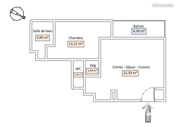 Appartement à vendre 2 pièces 40,68 m² Méry-sur-Oise