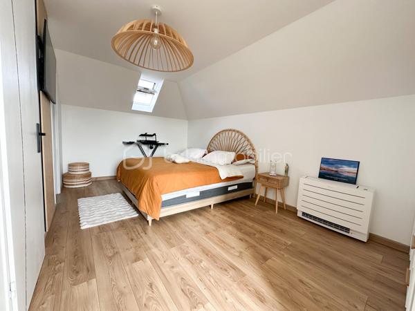 Rare sur le secteur , au sein du quartier du Bourg , recherché pour son calme , sa proximité des écoles , commerces , transports et espaces vert , venez découvrir cette maison rénovée avec goût de 99 m2 environ .

Vous serez accueillis au rez-de-chaussée  par une entrée desservant une pièce à vivre lumineuse de 36m2 environ comprenant une cuisine équipée et aménagée ouverte sur le séjour / salle à manger , un WC . 

Au premier niveau un palier dessert 3 chambres , ainsi une salle d’eau avec WC .
Vous disposerez au 2 ème niveau de combles aménagés en une belle suite parentale avec salle d’eau , WC et dressing .

Un garage attenant avec mezzanine complète le bien .
Le tout sur un terrain clos et arboré de 349m2 environ .
Pour votre confort ce bien est équipée de pompe à chaleur réversible ainsi que d’un ballon thermodynamique , de fenêtres PVC double vitrage , en faisant une maison  basse consommation .

Une véritable maison coup de coeur rénovée avec goût et avec des équipements de qualités .

Une visite s’impose !!