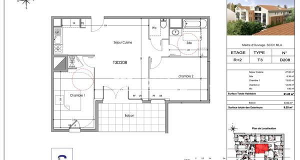 Location Appartement 3 pièces 61.25 m² - Morières-lès-avignon 84310