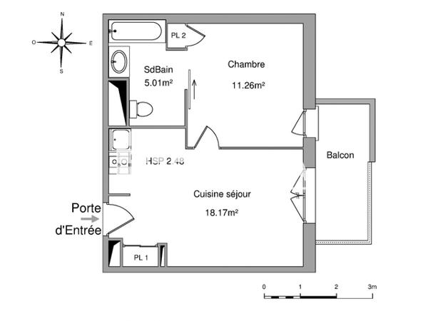 Location Appartement 2 pièces 34.44 m² - 1 ALLEE HENRI MATISSE Chambray-les-tours 37170