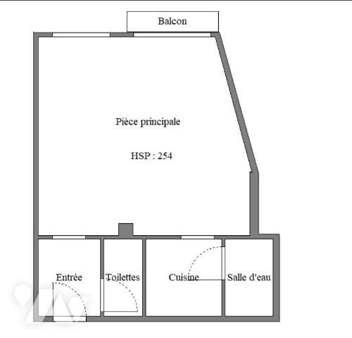 Studio en parfait état en étage avec ascenseur et balcon