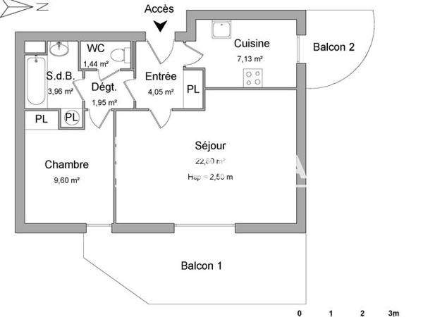 Location Appartement 2 pièces 50.73 m² - 70 CHEMIN JOSEPH AIGUIER Marseille 13009