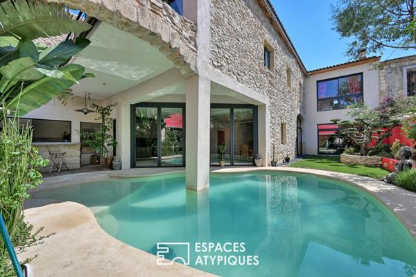 Maison vigneronne réinventée et son oasis secrète