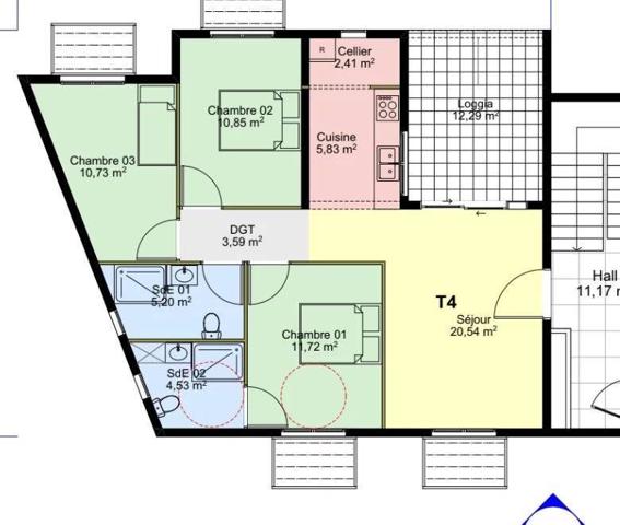 DPT GUYANE, à vendre RÉMIRE-MONTJOLY Appartement T4 neuf de 75 m2