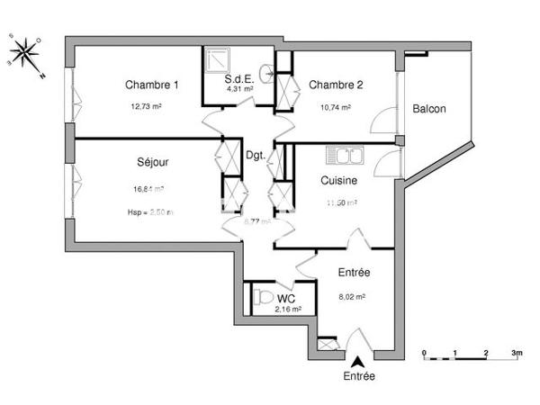 Location Appartement 3 pièces 75.07 m² - LE CLOS JACQUET - 14 RUE EUGENE VERDUN Annecy 74000